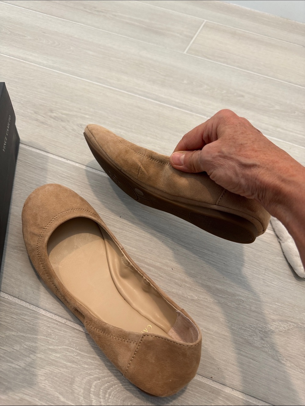 Vince Camuto Camel Suede Ballet Flats - Picture 5 of 7